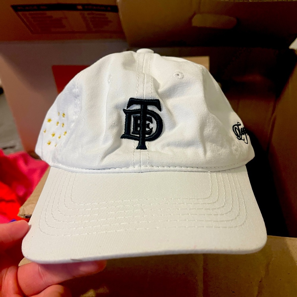 Top Dawg Entertainment hat. White, never worn, adjustable strap, stitched logos